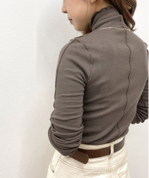 apres jour mignon(アプレジュールミニョン)の「リブハイネックメロートップス【ZOZOTOWN限定アイテム】(Tシャツ/カットソー・レディース・アイボリー/ダークブラウン/ブラック/ブルー系その他・X-LARGE/フリー)」の19枚目の写真