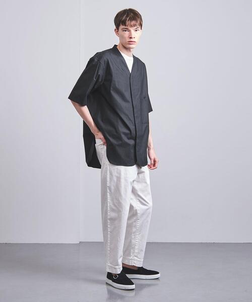 VALET/バレット（バレット）の「＜VALET（バレット）＞ カラーレス ショートスリーブシャツ（シャツ/ブラウス・メンズ・ホワイト/ブラック・MEDIUM/LARGE）」の5枚目の写真