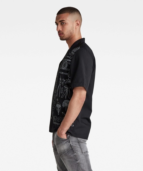 G-STAR（ジースター）の「HAWAIIAN SERVICE REGULAR SHIRT/柄シャツ（シャツ/ブラウス・メンズ・ダークブラック・SMALL/LARGE/XX-SMALL/MEDIUM/X-SMALL）」の2枚目の写真