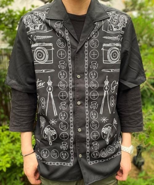 G-STAR（ジースター）の「HAWAIIAN SERVICE REGULAR SHIRT/柄シャツ（シャツ/ブラウス・メンズ・ダークブラック・SMALL/LARGE/XX-SMALL/MEDIUM/X-SMALL）」の10枚目の写真