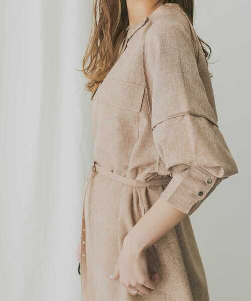 KBF+（ケービーエフプラス）の「KBF+　リネンライクUTILITYワンピース（ワンピース・レディース・ベージュ/レッド系その他/ブラック・ONE）」の11枚目の写真