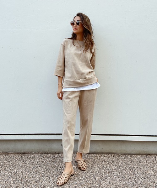 esutoreja（エストレジャ）の「シャツDesignトレーナーセットアップ（セットアップ・レディース・ホワイト/ブラック/ベージュ・FREE）」の3枚目の写真