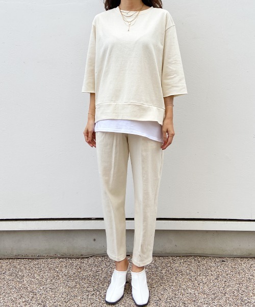 esutoreja（エストレジャ）の「シャツDesignトレーナーセットアップ（セットアップ・レディース・ホワイト/ブラック/ベージュ・FREE）」の4枚目の写真