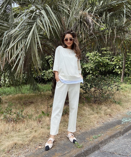 esutoreja（エストレジャ）の「シャツDesignトレーナーセットアップ（セットアップ・レディース・ホワイト/ブラック/ベージュ・FREE）」の19枚目の写真