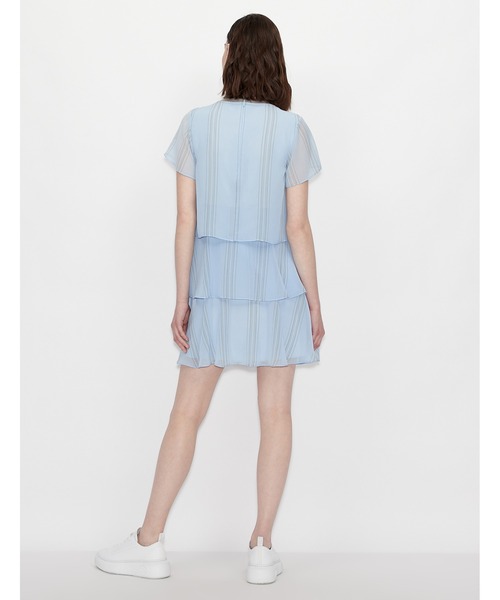 A X アルマーニ エクスチェンジ ストライプ柄 アルマーニ 半袖シフォンワンピース ワンピース Armani ワンピース X Exchange アルマーニエクスチェンジ のファッション