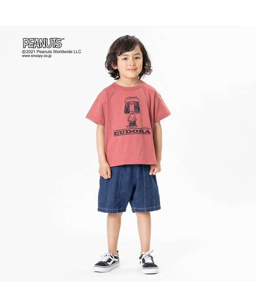 PEANUTS（ピーナッツ）の「/WEB限定 PEANUTS　GANGTシャツ（スヌーピー）（Tシャツ/カットソー・キッズ・グリーン/パープル/レッド/チャコール/イエロー/サックスブルー・100/130/140/90/80/110/120）」の7枚目の写真