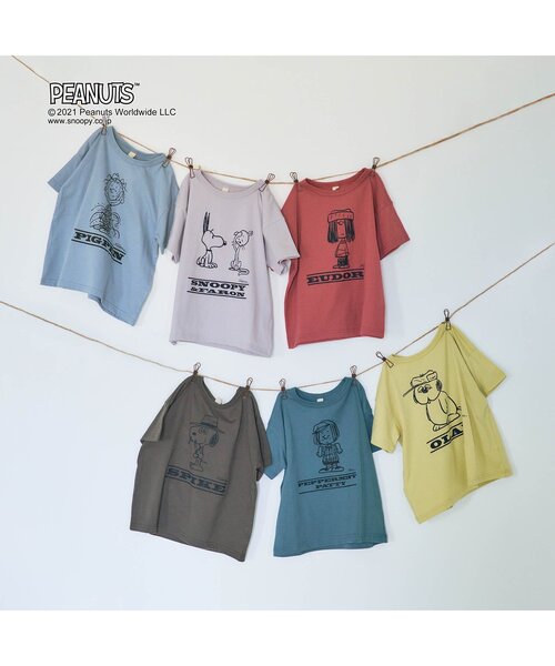 PEANUTS（ピーナッツ）の「/WEB限定 PEANUTS　GANGTシャツ（スヌーピー）（Tシャツ/カットソー・キッズ・グリーン/パープル/レッド/チャコール/イエロー/サックスブルー・100/130/140/90/80/110/120）」の9枚目の写真