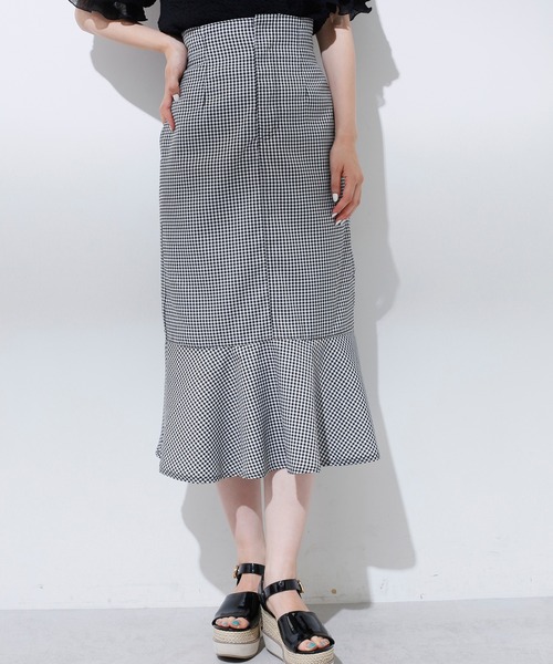 one after another NICE CLAUP（ワンアフターアナザーナイスクラップ）の「後ろレースアップマーメイドスカート（デニムスカート・レディース・ブラック系その他/アイボリー/ピンクベージュ/インディゴブルー/サックスブルー・FREE）」の18枚目の写真