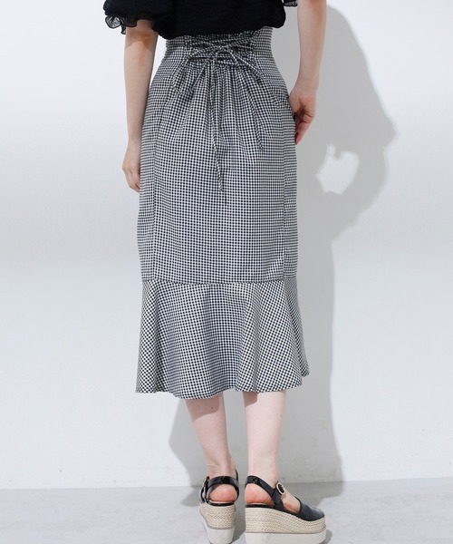 one after another NICE CLAUP（ワンアフターアナザーナイスクラップ）の「後ろレースアップマーメイドスカート（デニムスカート・レディース・ブラック系その他/アイボリー/ピンクベージュ/インディゴブルー/サックスブルー・FREE）」の19枚目の写真