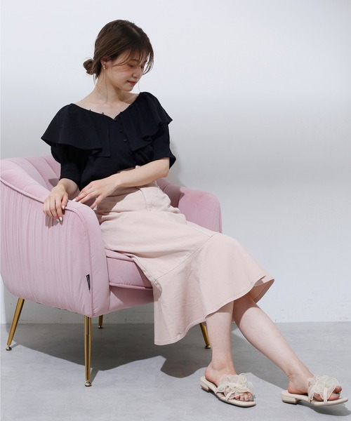 one after another NICE CLAUP（ワンアフターアナザーナイスクラップ）の「後ろレースアップマーメイドスカート（デニムスカート・レディース・ブラック系その他/アイボリー/ピンクベージュ/インディゴブルー/サックスブルー・FREE）」の11枚目の写真