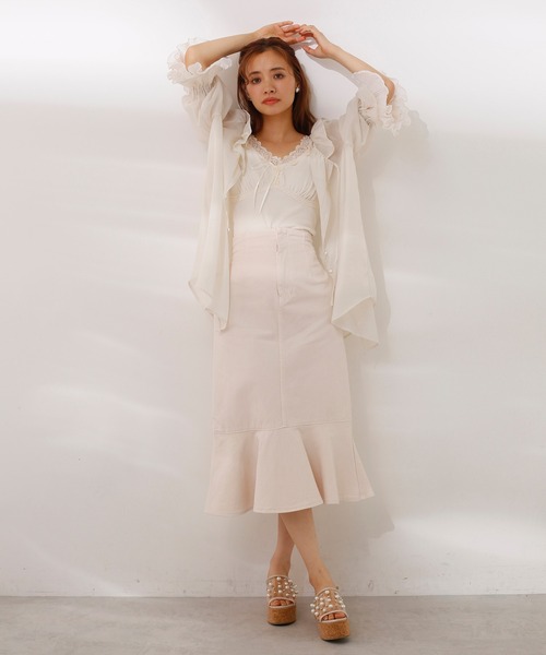 one after another NICE CLAUP（ワンアフターアナザーナイスクラップ）の「後ろレースアップマーメイドスカート（デニムスカート・レディース・ブラック系その他/アイボリー/ピンクベージュ/インディゴブルー/サックスブルー・FREE）」の16枚目の写真