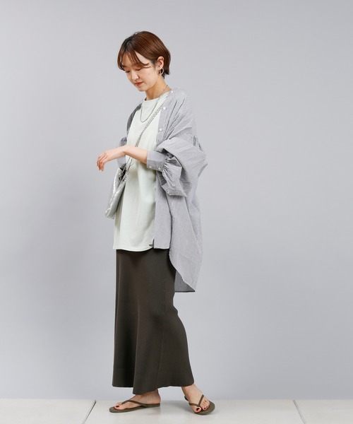 DouDou（ドゥドゥ）の「ストライプシャツ（シャツ/ブラウス・レディース・ブラック/ブルー・FREE）」の9枚目の写真