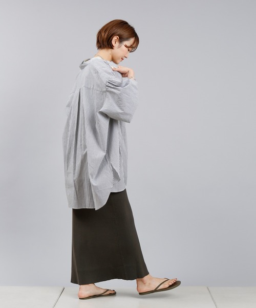 DouDou（ドゥドゥ）の「ストライプシャツ（シャツ/ブラウス・レディース・ブラック/ブルー・FREE）」の10枚目の写真