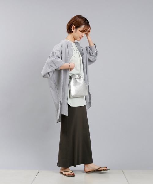 DouDou（ドゥドゥ）の「ストライプシャツ（シャツ/ブラウス・レディース・ブラック/ブルー・FREE）」の12枚目の写真