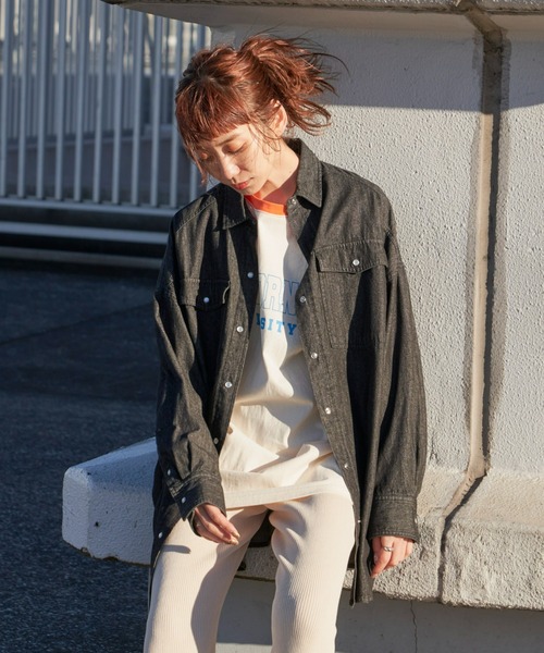 Auntie Rosa Holiday（アンティローザホリデー）の「デニムBIGシャツ（シャツ/ブラウス・レディース・ブラック/ブルー・FREE）」の7枚目の写真