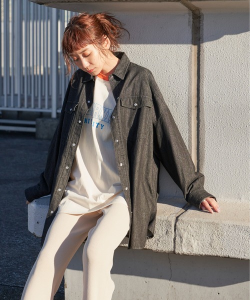 Auntie Rosa Holiday（アンティローザホリデー）の「デニムBIGシャツ（シャツ/ブラウス・レディース・ブラック/ブルー・FREE）」の5枚目の写真