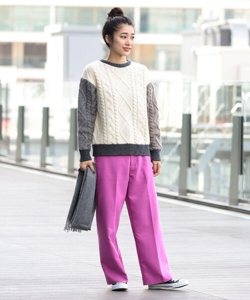 BEAMS BOY（ビームスボーイ）の「BEAMS BOY / ソリッド ワイド スラックス（その他パンツ・レディース・ラベンダー/ロイヤルブルー・1/0）」の5枚目の写真