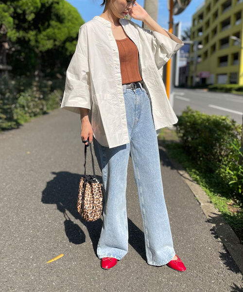 GLOSTER（グロスター）の「バンドカラービッグシャツ（シャツ/ブラウス・メンズ・キナリ/イエロー系その他3/ネイビー/レッド系その他3/チャコールグレー・FREE）」の18枚目の写真