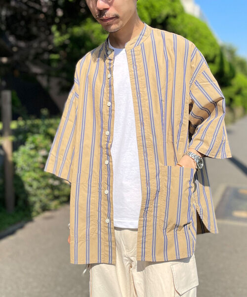 GLOSTER（グロスター）の「バンドカラービッグシャツ（シャツ/ブラウス・メンズ・キナリ/イエロー系その他3/ネイビー/レッド系その他3/チャコールグレー・FREE）」の10枚目の写真