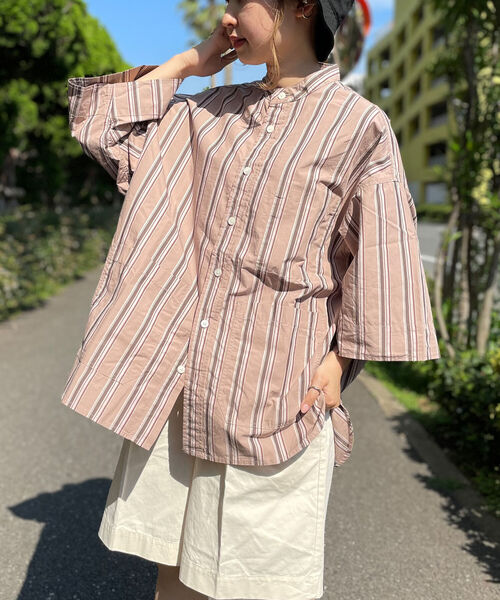 GLOSTER（グロスター）の「バンドカラービッグシャツ（シャツ/ブラウス・メンズ・キナリ/イエロー系その他3/ネイビー/レッド系その他3/チャコールグレー・FREE）」の13枚目の写真