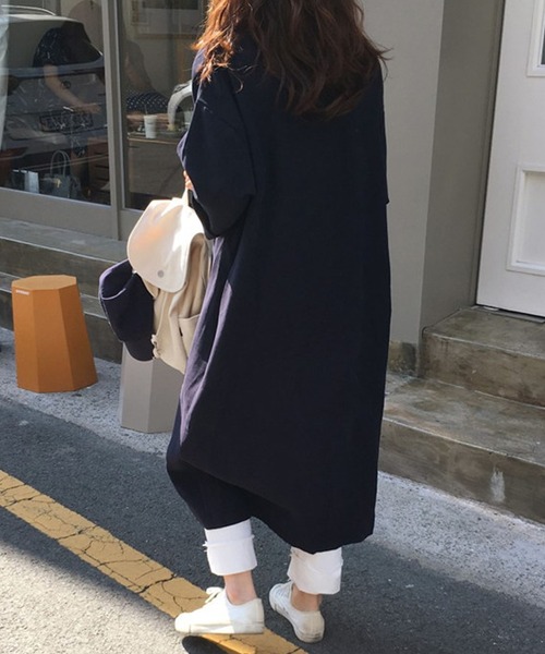 TheiaIvy(スィアアイビー)の「前開き羽織りシャツワンピース(シャツワンピース・レディース・ネイビー/ブラウン・M/S/L/XL)」の15枚目の写真