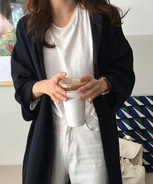 TheiaIvy(スィアアイビー)の「前開き羽織りシャツワンピース(シャツワンピース・レディース・ネイビー/ブラウン・M/S/L/XL)」の18枚目の写真