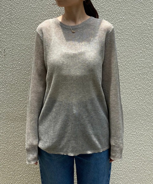 CAPRICIEUX LE'MAGE(カプリシューレマージュ)の「シアーリブプルオーバー(ニット/セーター・レディース・チャコールグレー/ライトベージュ/グレイッシュベージュ・FREE)」の19枚目の写真