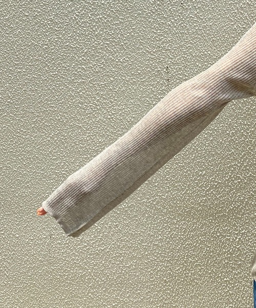 CAPRICIEUX LE'MAGE(カプリシューレマージュ)の「シアーリブプルオーバー(ニット/セーター・レディース・チャコールグレー/ライトベージュ/グレイッシュベージュ・FREE)」の10枚目の写真