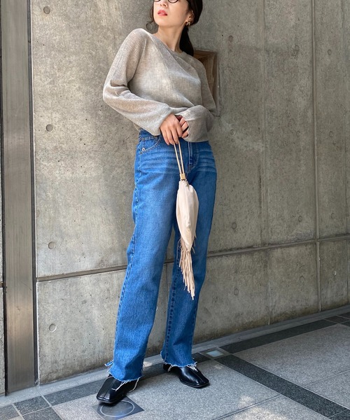 CAPRICIEUX LE'MAGE(カプリシューレマージュ)の「シアーリブプルオーバー(ニット/セーター・レディース・チャコールグレー/ライトベージュ/グレイッシュベージュ・FREE)」の17枚目の写真