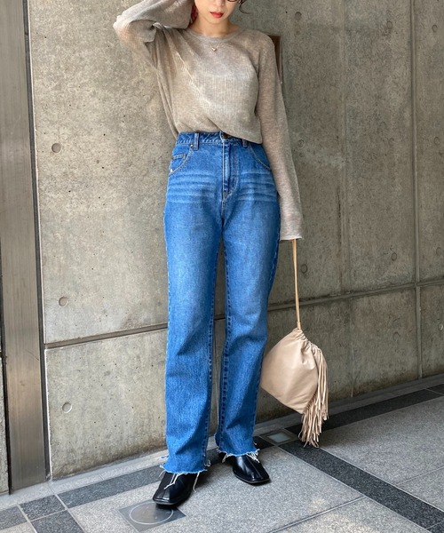 CAPRICIEUX LE'MAGE(カプリシューレマージュ)の「シアーリブプルオーバー(ニット/セーター・レディース・チャコールグレー/ライトベージュ/グレイッシュベージュ・FREE)」の11枚目の写真