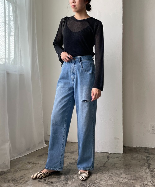 CAPRICIEUX LE'MAGE(カプリシューレマージュ)の「シアーリブプルオーバー(ニット/セーター・レディース・チャコールグレー/ライトベージュ/グレイッシュベージュ・FREE)」の12枚目の写真