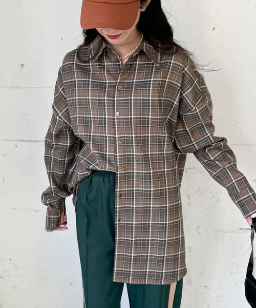 EPIMI E'PIMMY（エピミエピミー）の「《Set up・ユニセックス対応》オーバーチェックシャツ（シャツ/ブラウス・レディース・ブラウン/ブラック/グレー・MEDIUM）」の3枚目の写真