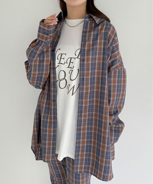EPIMI E'PIMMY（エピミエピミー）の「《Set up・ユニセックス対応》オーバーチェックシャツ（シャツ/ブラウス・レディース・ブラウン/ブラック/グレー・MEDIUM）」の2枚目の写真