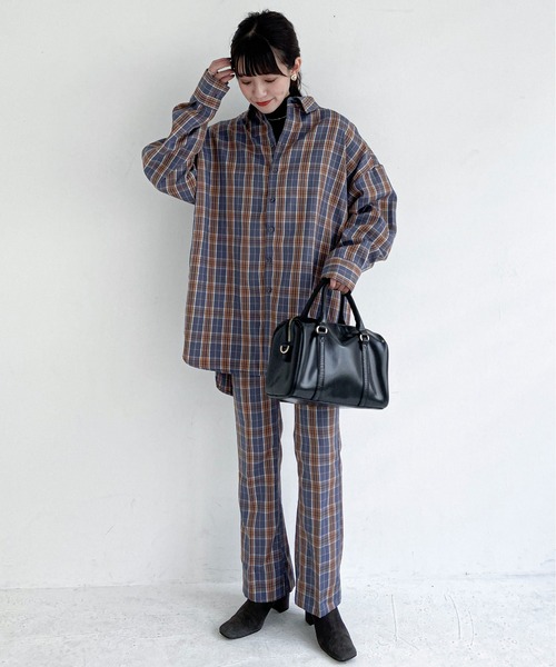 EPIMI E'PIMMY（エピミエピミー）の「《Set up・ユニセックス対応》オーバーチェックシャツ（シャツ/ブラウス・レディース・ブラウン/ブラック/グレー・MEDIUM）」の6枚目の写真