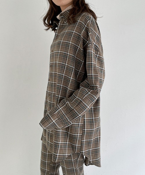EPIMI E'PIMMY（エピミエピミー）の「《Set up・ユニセックス対応》オーバーチェックシャツ（シャツ/ブラウス・レディース・ブラウン/ブラック/グレー・MEDIUM）」の5枚目の写真