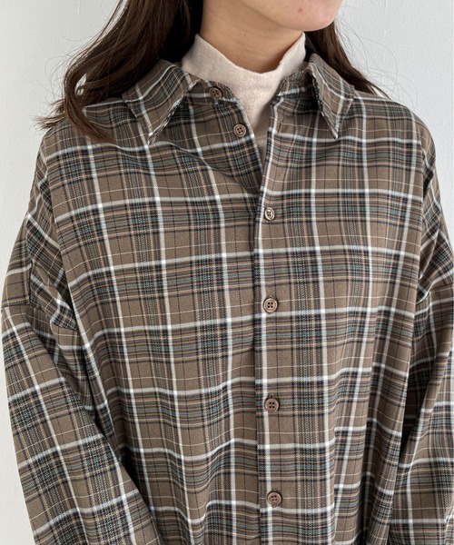 EPIMI E'PIMMY（エピミエピミー）の「《Set up・ユニセックス対応》オーバーチェックシャツ（シャツ/ブラウス・レディース・ブラウン/ブラック/グレー・MEDIUM）」の10枚目の写真