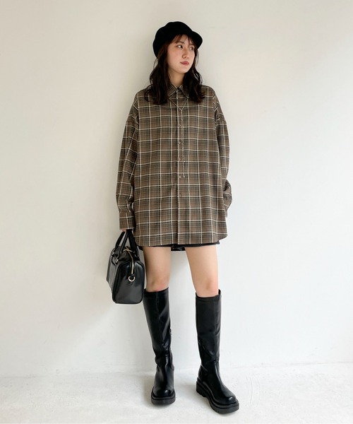 EPIMI E'PIMMY（エピミエピミー）の「《Set up・ユニセックス対応》オーバーチェックシャツ（シャツ/ブラウス・レディース・ブラウン/ブラック/グレー・MEDIUM）」の22枚目の写真