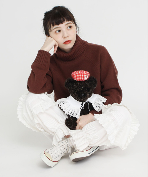 CHILD WOMAN(チャイルドウーマン)の「Extrafine merino wool 5GGタートルネックプルオーバー(ニット/セーター・レディース・パープル/ネイビー/ブラウン/レッド/ピンク/イエロー/グリーン/アイボリー/グリーン系その他/ピンク系その他/サックスブルー・FREE)」の3枚目の写真