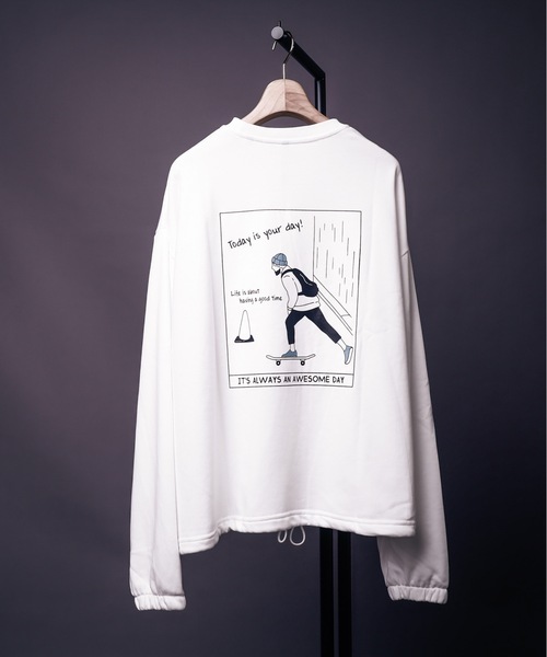 HLM(エイチエルエム)の「EMO GRAPHICCREW SWEAT/ビッグシルエット エモ バックプリント クルーネックスウェット トレーナー(スウェット・メンズ・グレー系その他/ホワイト系その他3/ブルー系その他2/グレー系その他3/ライトグレー/ホワイト系その他6/グリーン/グレー系その他2/ホワイト系その他2/グレー系その他5/ブルー系その他/グレー系その他4/ホワイト系その他4/パープル/ホワイト系その他5・FREE)」の4枚目の写真