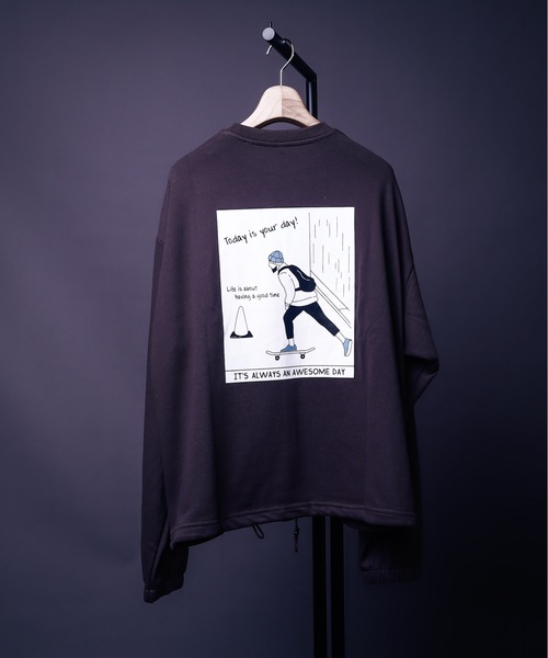 HLM(エイチエルエム)の「EMO GRAPHICCREW SWEAT/ビッグシルエット エモ バックプリント クルーネックスウェット トレーナー(スウェット・メンズ・グレー系その他/ホワイト系その他3/ブルー系その他2/グレー系その他3/ライトグレー/ホワイト系その他6/グリーン/グレー系その他2/ホワイト系その他2/グレー系その他5/ブルー系その他/グレー系その他4/ホワイト系その他4/パープル/ホワイト系その他5・FREE)」の10枚目の写真