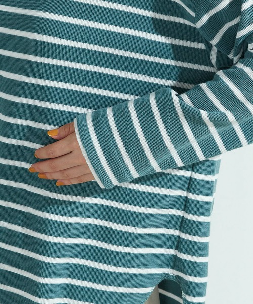 ONIGIRI（オニギリ）の「ボーダー　ロングＴシャツ（Tシャツ/カットソー・レディース・ラベンダー/ホワイト×ネイビー・MEDIUM/LARGE）」の20枚目の写真