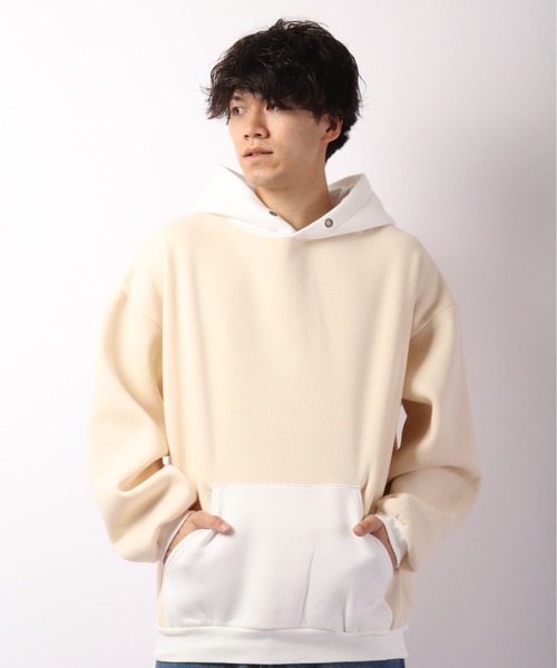 Revo.(レボ)の「300g 裏起毛 配色PO パーカー(パーカー・メンズ・ホワイト/ブラック/ベージュ・M/L)」の3枚目の写真