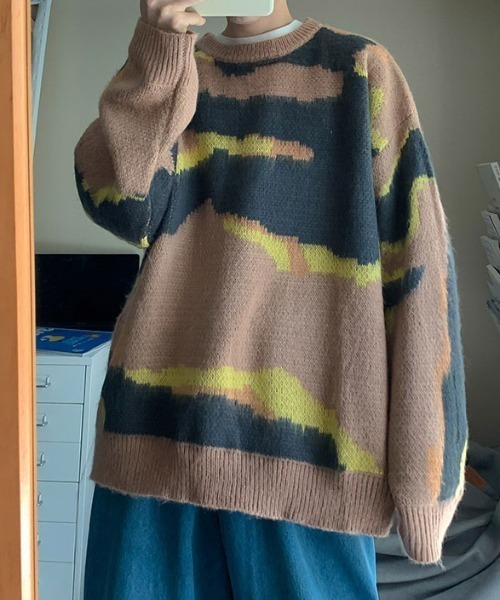 MGV（エムジーヴィー）の「ビックカモ柄シャギーニット（ニット/セーター・メンズ・ブラック/ベージュ/グリーン・MEDIUM/LARGE/X-LARGE）」の22枚目の写真