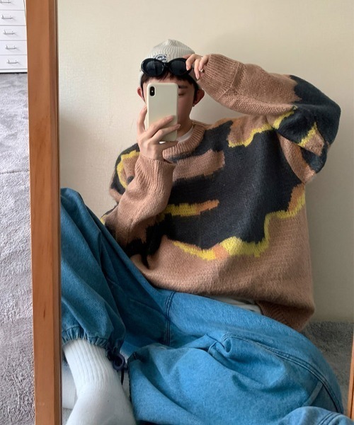 MGV（エムジーヴィー）の「ビックカモ柄シャギーニット（ニット/セーター・メンズ・ブラック/ベージュ/グリーン・MEDIUM/LARGE/X-LARGE）」の18枚目の写真