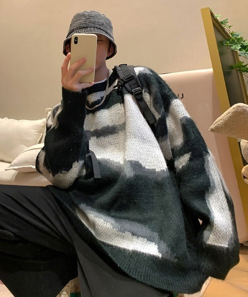 MGV（エムジーヴィー）の「ビックカモ柄シャギーニット（ニット/セーター・メンズ・ブラック/ベージュ/グリーン・MEDIUM/LARGE/X-LARGE）」の14枚目の写真