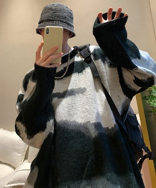 MGV（エムジーヴィー）の「ビックカモ柄シャギーニット（ニット/セーター・メンズ・ブラック/ベージュ/グリーン・MEDIUM/LARGE/X-LARGE）」の13枚目の写真