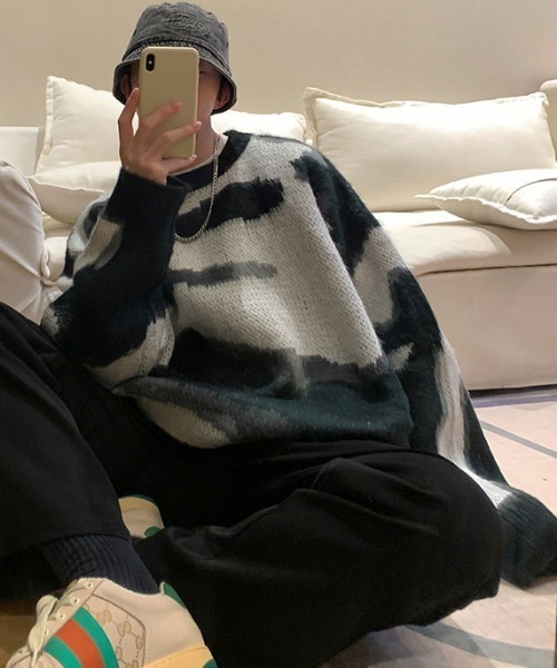 MGV（エムジーヴィー）の「ビックカモ柄シャギーニット（ニット/セーター・メンズ・ブラック/ベージュ/グリーン・MEDIUM/LARGE/X-LARGE）」の11枚目の写真