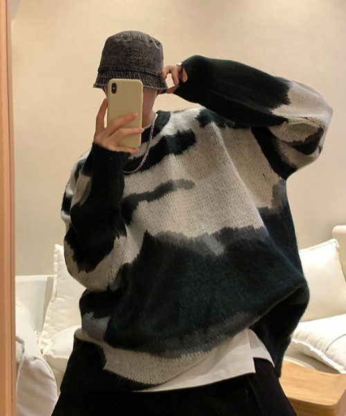 MGV（エムジーヴィー）の「ビックカモ柄シャギーニット（ニット/セーター・メンズ・ブラック/ベージュ/グリーン・MEDIUM/LARGE/X-LARGE）」の10枚目の写真