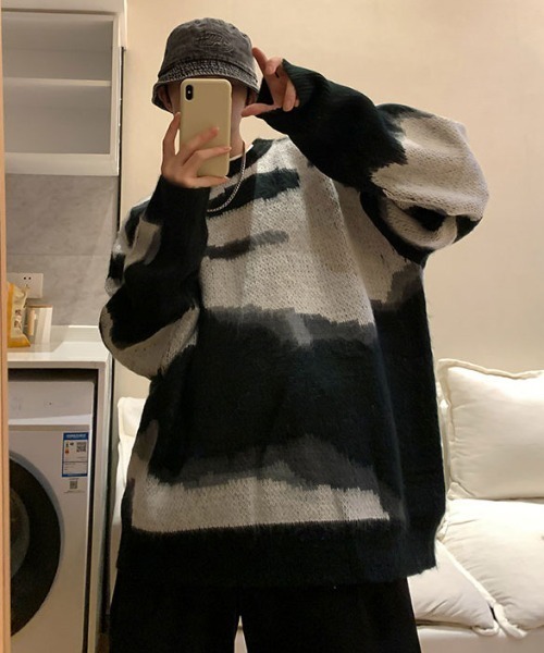 MGV（エムジーヴィー）の「ビックカモ柄シャギーニット（ニット/セーター・メンズ・ブラック/ベージュ/グリーン・MEDIUM/LARGE/X-LARGE）」の8枚目の写真