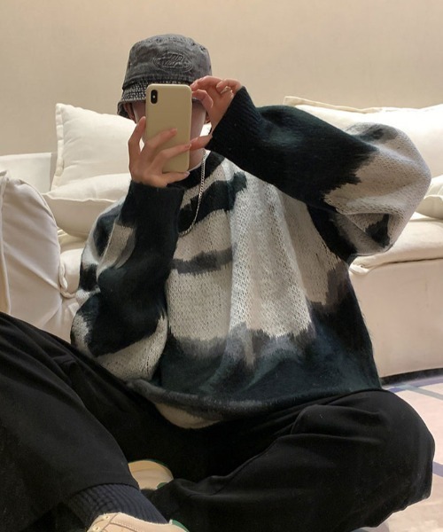 MGV（エムジーヴィー）の「ビックカモ柄シャギーニット（ニット/セーター・メンズ・ブラック/ベージュ/グリーン・MEDIUM/LARGE/X-LARGE）」の7枚目の写真